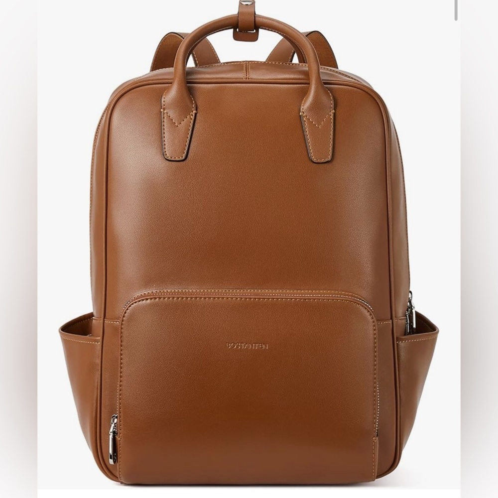 New Bostanten Brown Faux Leather Backpack